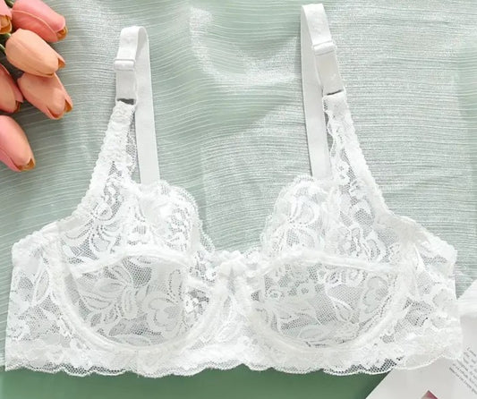Balldiri Spitzen-BH mit Bügel, Baumwolle, ohne Polsterung, einfarbig weiß - Balldiri & Windhound
