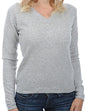 Balldiri 100% Kaschmir Pullover Damen V-Ausschnitt 2-fädig hellgrau XL - Balldiri & Windhound