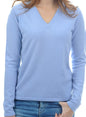 Balldiri 100% Kaschmir Pullover Damen V-Ausschnitt 2-fädig himmelblau M - Balldiri & Windhound
