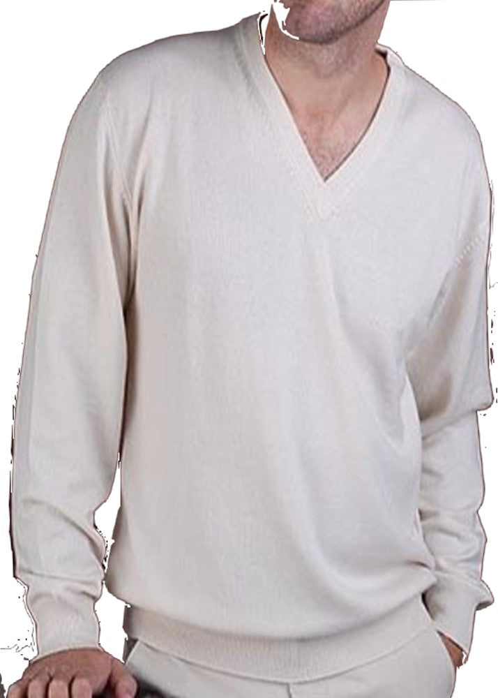 Balldiri 100% Kaschmir Herren Pullover V-Ausschnitt 2-fädig