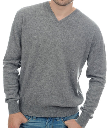 Balldiri 100% Kaschmir Herren Langarm Pullover V-Ausschnitt 2-fädig - Balldiri & Windhound
