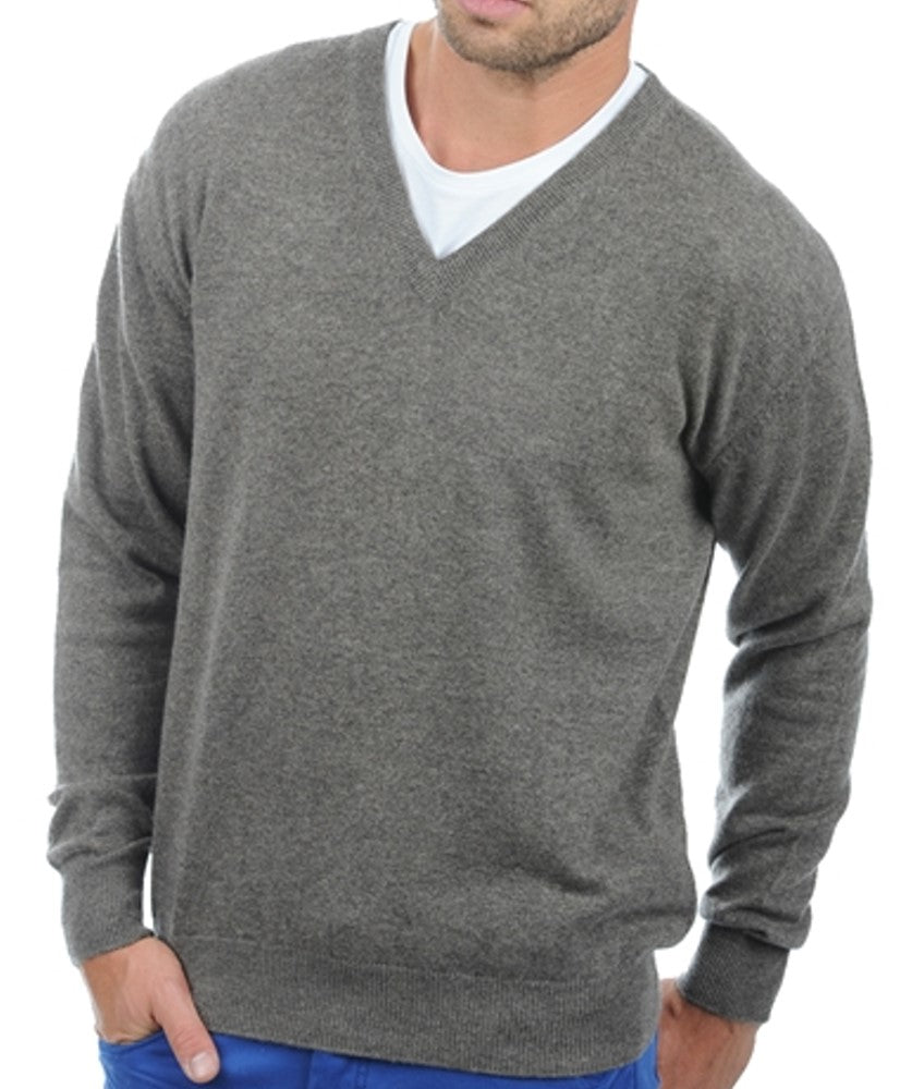 Balldiri 100% Kaschmir Herren Pullover V-Ausschnitt 2-fädig