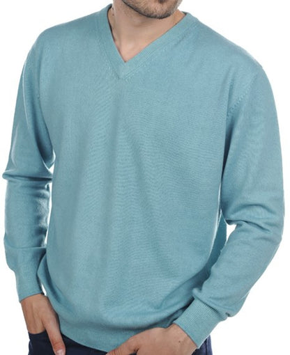 Balldiri 100% Kaschmir Herren Pullover V-Ausschnitt 2-fädig