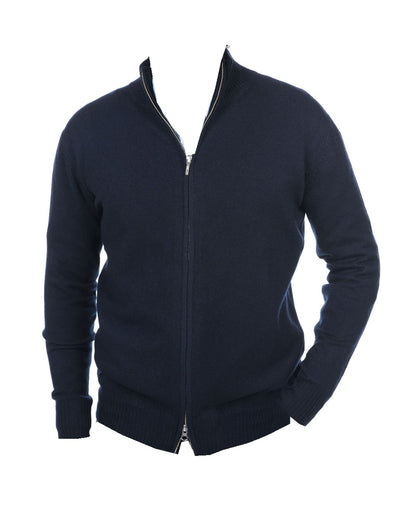 Balldiri 100% Kaschmir Herren langarm Strickjacke mit Reißverschluß 2-fädig - Balldiri & Windhound
