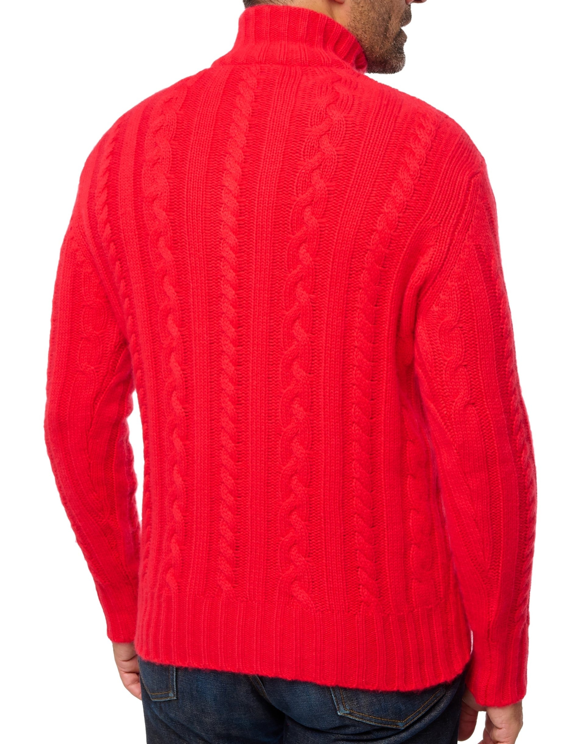 Balldiri 100% Kaschmir Herren Troyer Pullover Stehkragen Zopfmuster 10-fädig - Balldiri & Windhound