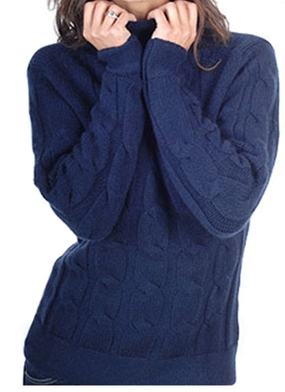 Balldiri 100% Kaschmir Damen Pullover Langarm Rollkragen Zopfmuster 12-fädig - Balldiri & Windhound