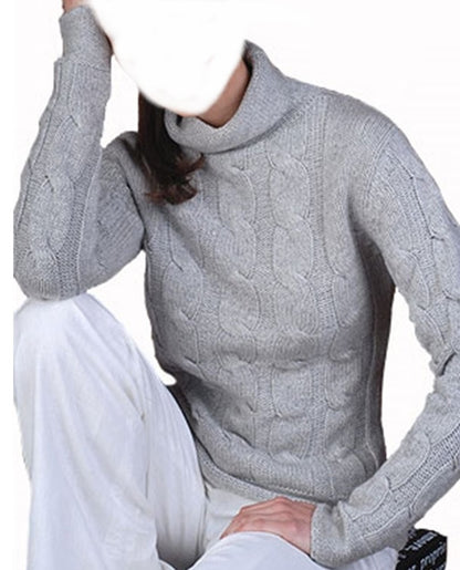 Balldiri 100% Kaschmir Damen Pullover Langarm Rollkragen Zopfmuster 12-fädig - Balldiri & Windhound