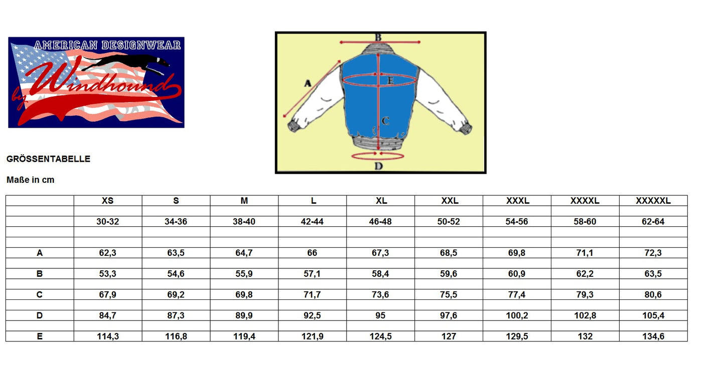 Windhound Collegejacke Retro 90er 80er mit Lederärmeln - Balldiri & Windhound