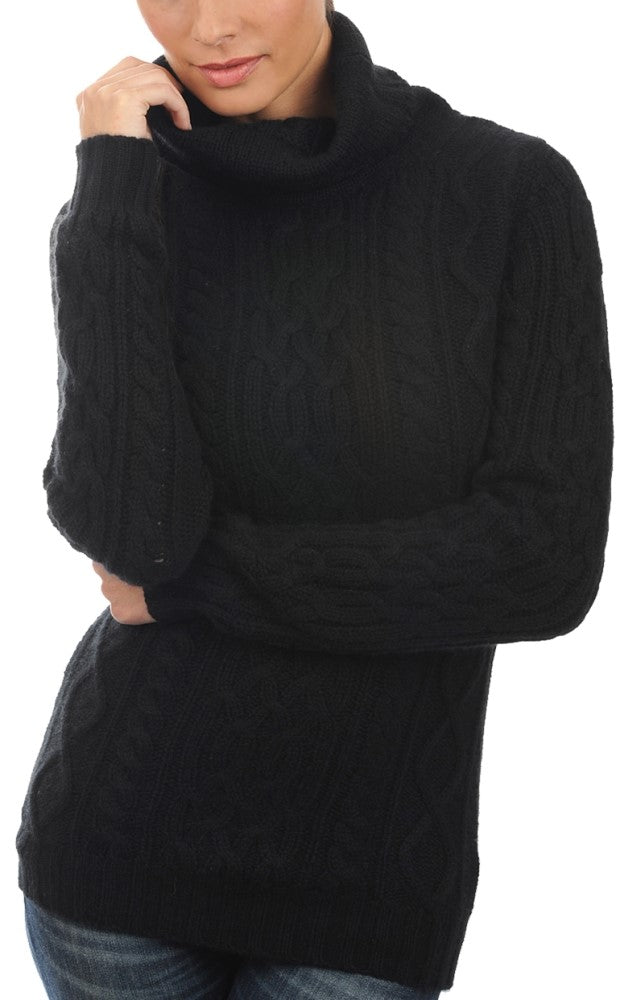 Balldiri 100% Kaschmir Damen  Pullover Rollkragen Zopfmuster 10-fädig - Balldiri & Windhound