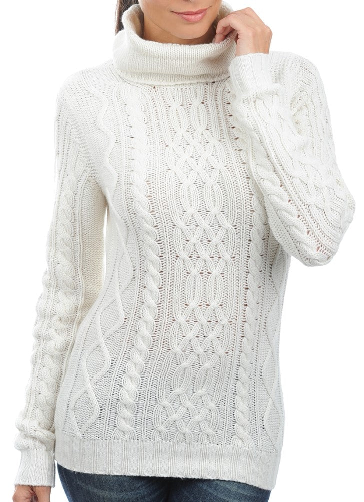 Balldiri 100% Kaschmir Damen  Pullover Rollkragen Zopfmuster 10-fädig - Balldiri & Windhound