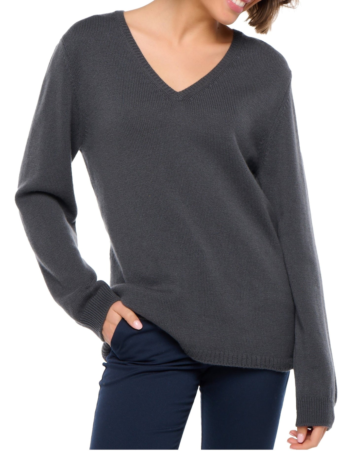 Balldiri 100% Kaschmir Damen langarm Pullover V-Ausschnitt 4-fädig - Balldiri & Windhound