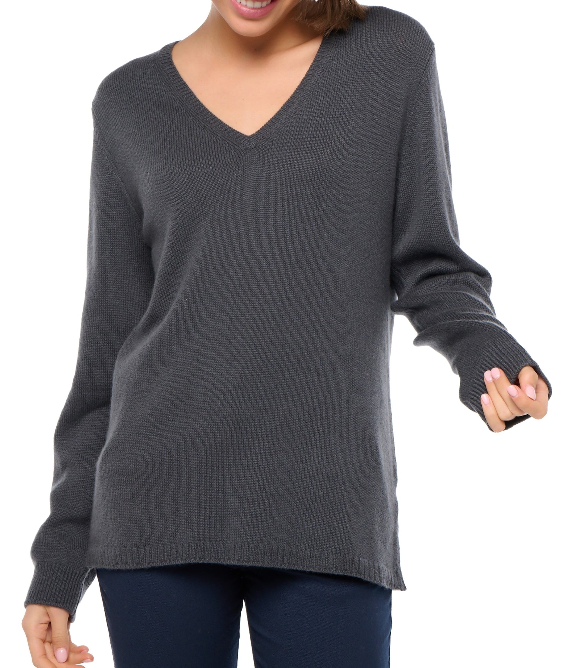 Balldiri 100% Kaschmir Damen langarm Pullover V-Ausschnitt 4-fädig - Balldiri & Windhound