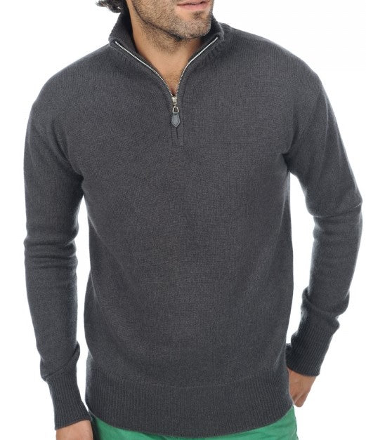 Balldiri 100% Kaschmir Herren Langarm Pullover Troyer 4-fädig - Balldiri & Windhound