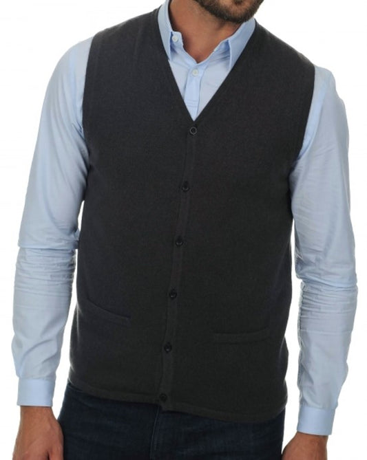 Balldiri 100% Kaschmir Herren kurzarm Weste mit Knöpfe + V-Ausschnitt 2-fädig - Balldiri & Windhound