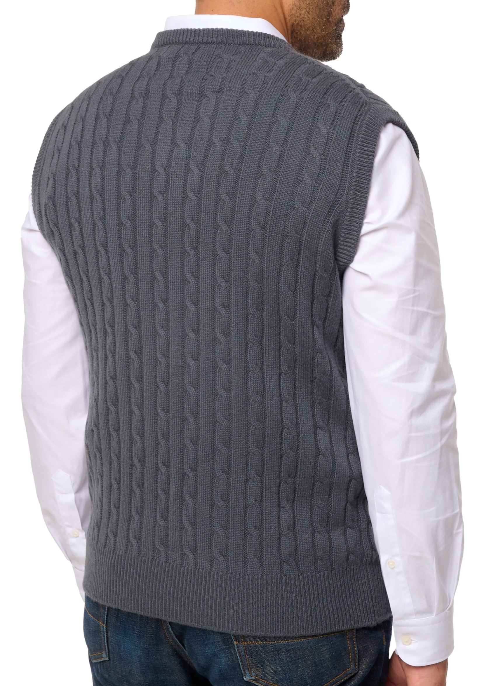 Balldiri 100% Kaschmir Herren Pullunder Zopfmuster 4-fädig