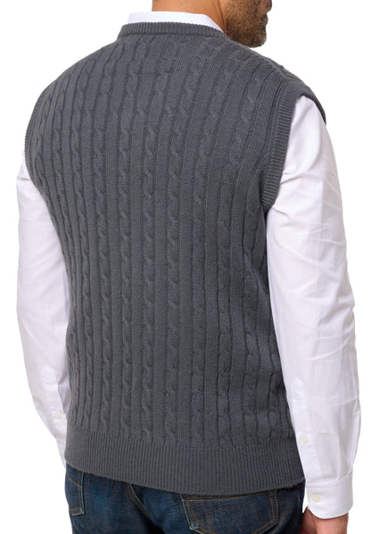 Balldiri 100% Kaschmir Herren Pullunder Zopfmuster 4-fädig