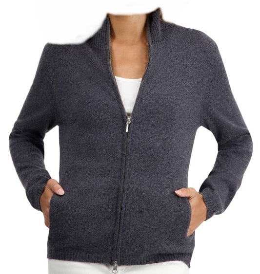 Balldiri 100% Kaschmir Damen Langarm Strickjacke mit Stehkragen 2-fädig - Balldiri & Windhound