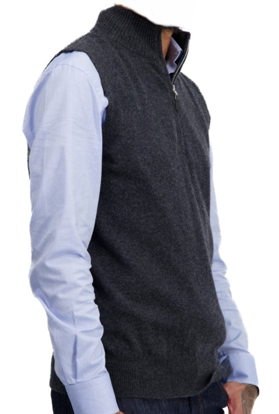 Balldiri 100%  Kaschmir Herren Pullover Pullunder ärmellos mit Zipper 2-fädig - Balldiri & Windhound