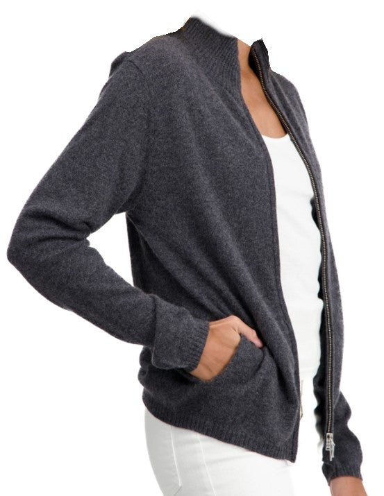 Balldiri 100% Kaschmir Damen Langarm Strickjacke mit Stehkragen 2-fädig - Balldiri & Windhound