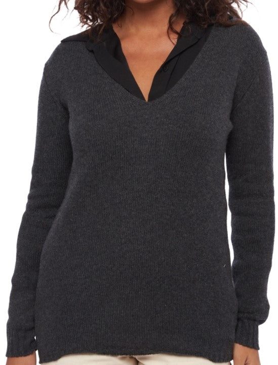 Balldiri 100% Kaschmir Damen Langarm Pullover V-Ausschnitt 6-fädig - Balldiri & Windhound