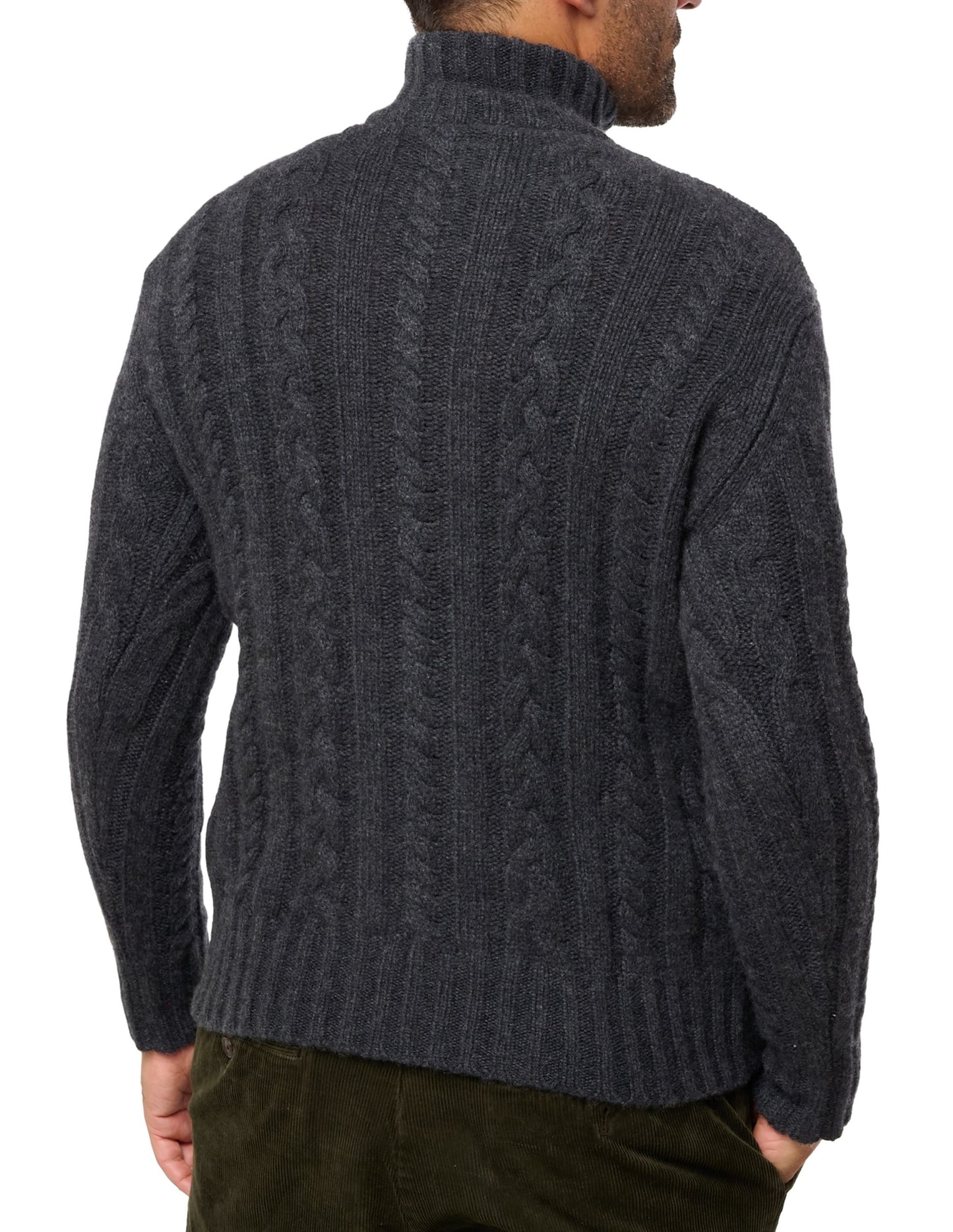 Balldiri 100% Kaschmir Herren Troyer Pullover Stehkragen Zopfmuster 10-fädig - Balldiri & Windhound