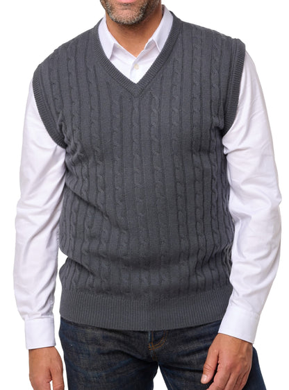 Balldiri 100% Kaschmir Herren Pullunder Zopfmuster 4-fädig