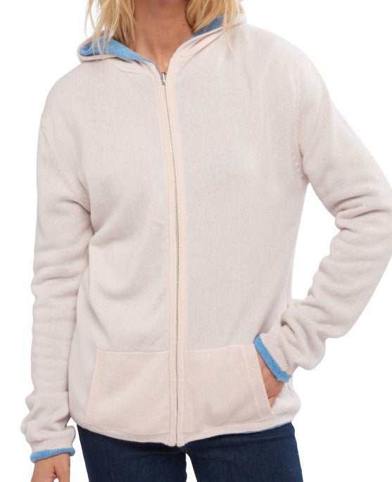 Balldiri 100% Kaschmir Damen Langarm Wendejacke mit Kapuze 4-fädig - Balldiri & Windhound