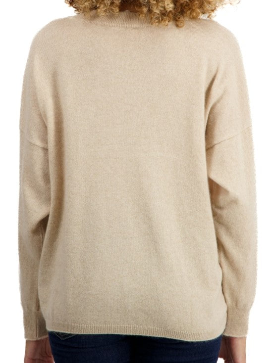 Balldiri 100%  Kaschmir Damen langarm Pullover V-Ausschnitt mit Bund 2-fädig - Balldiri & Windhound