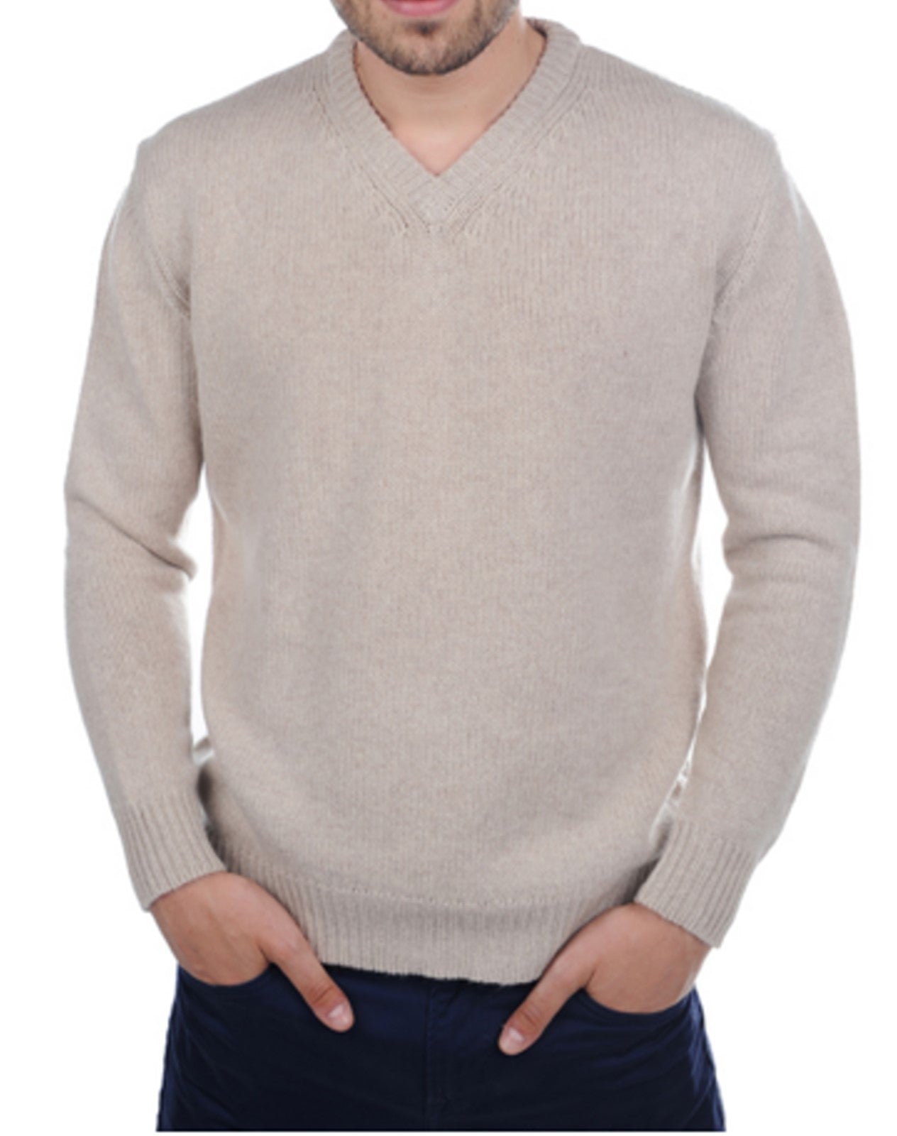 Balldiri 100% Kaschmir Herren Langarm Pullover V-Ausschnitt 8-fädig - Balldiri & Windhound