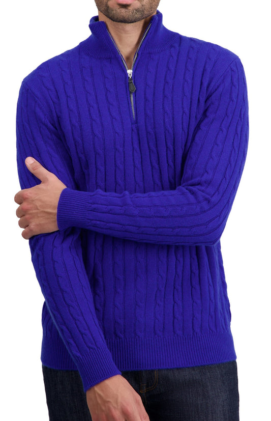 Balldiri 100% Kaschmir Herren Langarm Troyer Zopfmuster 4-fädig - Balldiri & Windhound