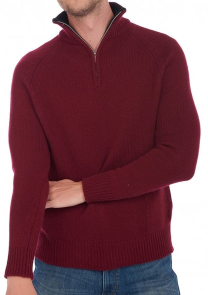 Balldiri 100% Kaschmir Herren Pullover Troyer Kontrastkragen 8-fädig - Balldiri & Windhound