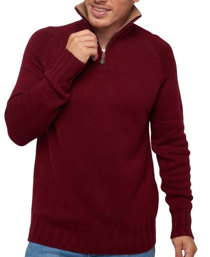 Balldiri 100% Kaschmir Herren Pullover Troyer Langarm Kontrastkragen 8-fädig - Balldiri & Windhound