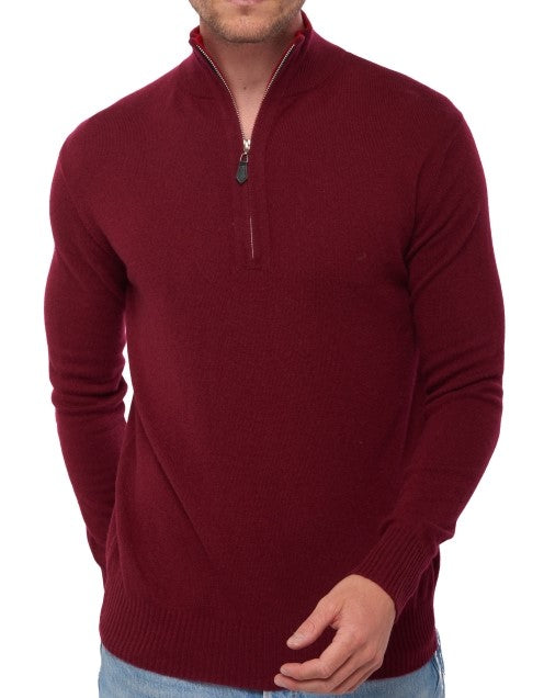 Balldiri 100% Kaschmir Herren Langarm Pullover Troyer Kontrastkragen 2-fädig - Balldiri & Windhound