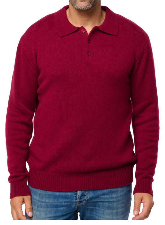 Balldiri 100% Kaschmir Herren Langarm Polo mit Kragen 6-fädig - Balldiri & Windhound