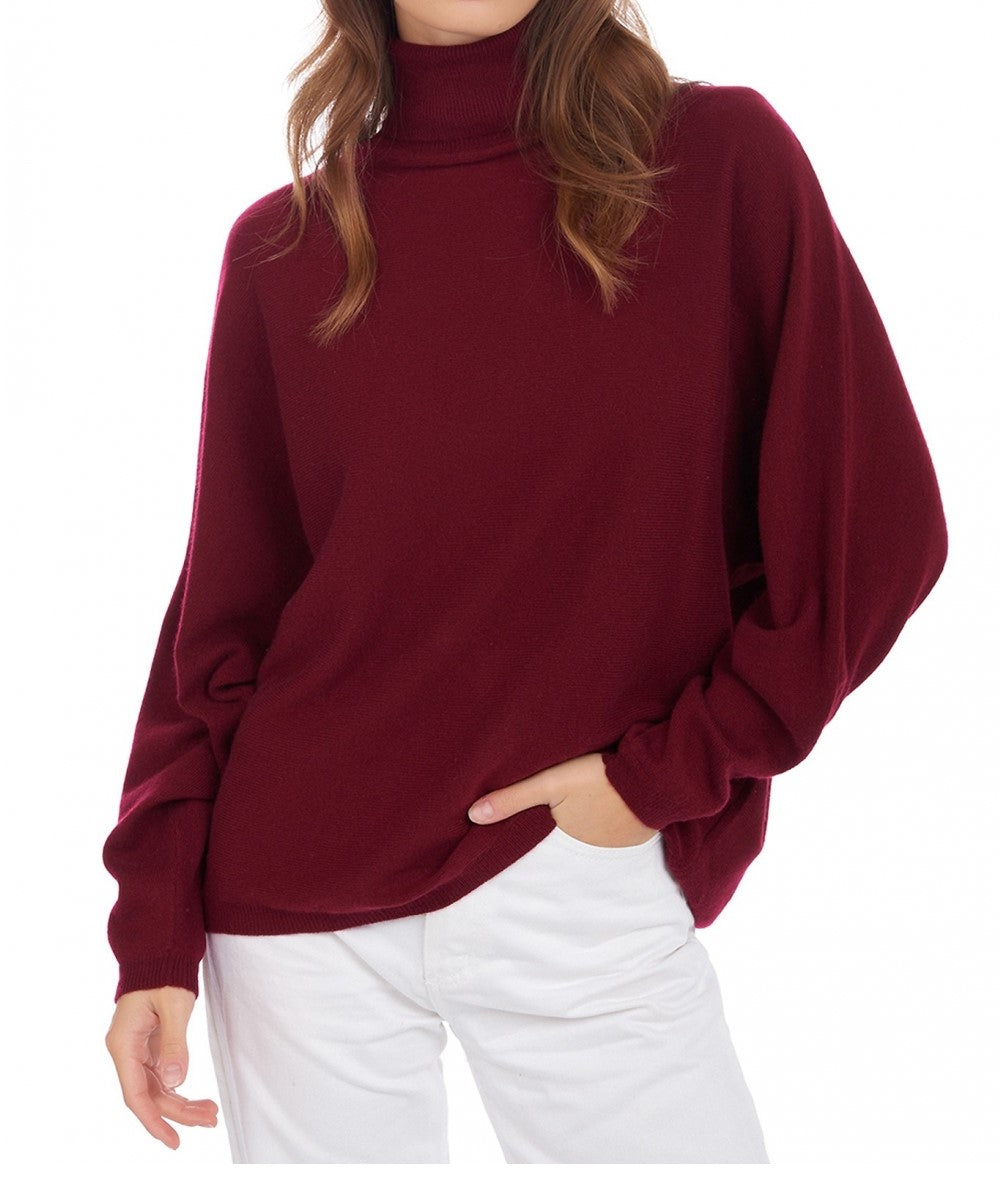 Balldiri 100% Kaschmir Damen Pullover Rollkragen Fledermausärmel 2-fädig - Balldiri & Windhound