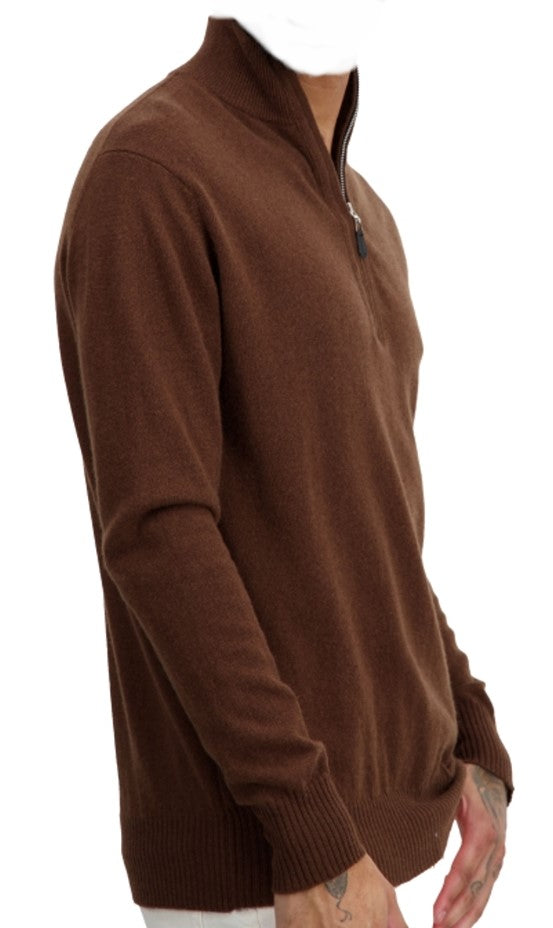 Balldiri 100% Kaschmir Herren Langarm Pullover Troyer 2-fädig - Balldiri & Windhound