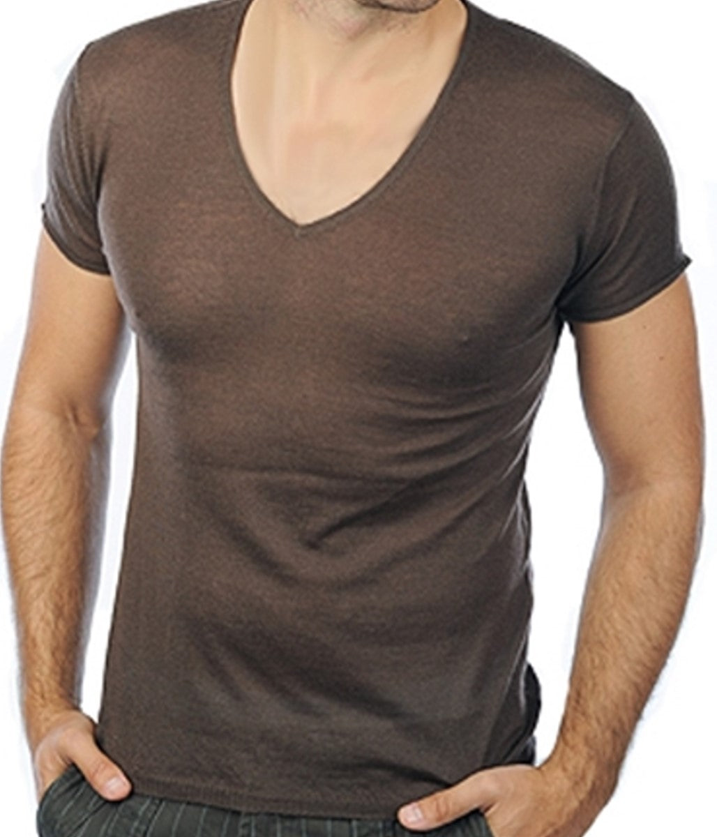 Balldiri 100% Kaschmir Herren kurzarm T-Shirt mit V-Ausschnitt 2-fädig - Balldiri & Windhound