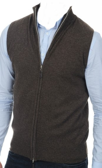 Balldiri 100% Kaschmir Herren Weste 2-fädig braun 2XL