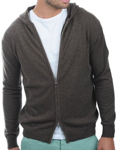 Balldiri 100% Kaschmir Herren Langarm Strickjacke mit Kapuzenhals 2-fädig - Balldiri & Windhound