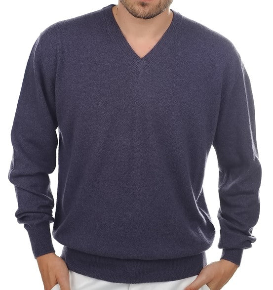 Balldiri 100% Kaschmir Herren Langarm Pullover V-Ausschnitt 2-fädig - Balldiri & Windhound
