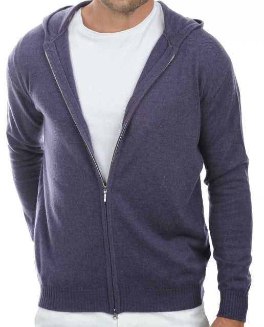 Balldiri 100% Kaschmir Herren Langarm Strickjacke mit Kapuzenhals 2-fädig - Balldiri & Windhound