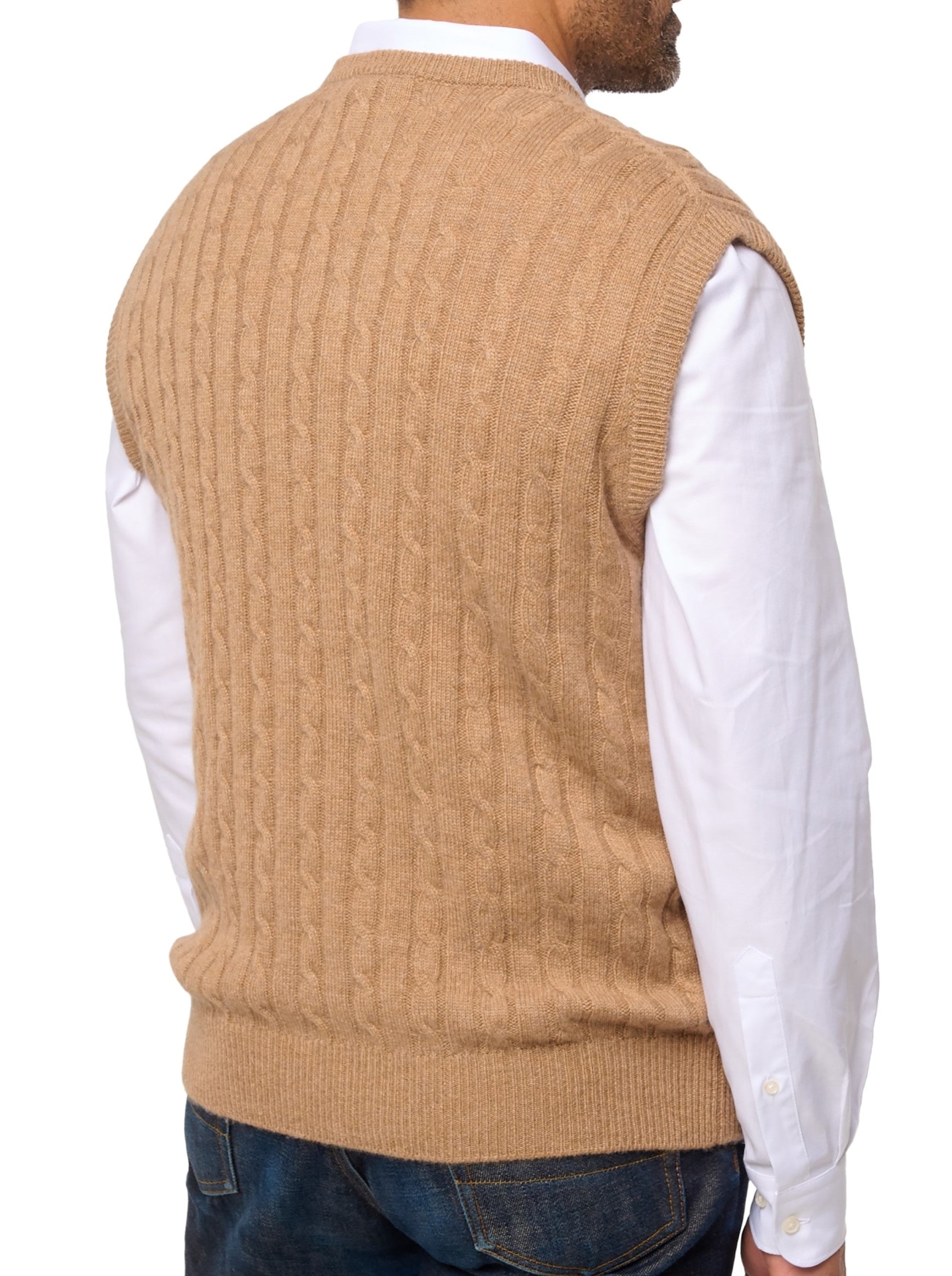 Balldiri 100% Kaschmir Herren Pullunder Zopfmuster 4-fädig