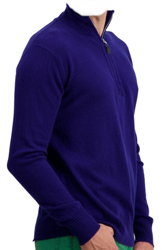 Balldiri 100% Kaschmir Herren Langarm Pullover Troyer 2-fädig - Balldiri & Windhound