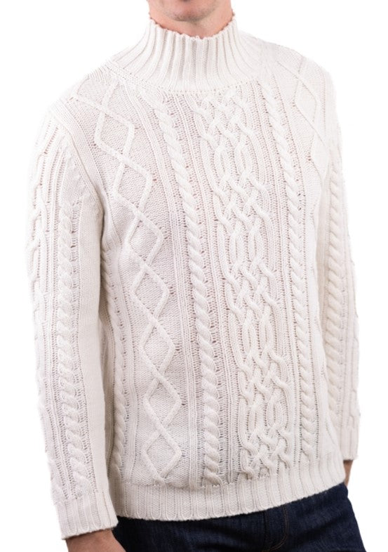 Balldiri 100% Kaschmir Herren Langarm Pullover Zopf mit Stehkragen 10-fädig - Balldiri & Windhound