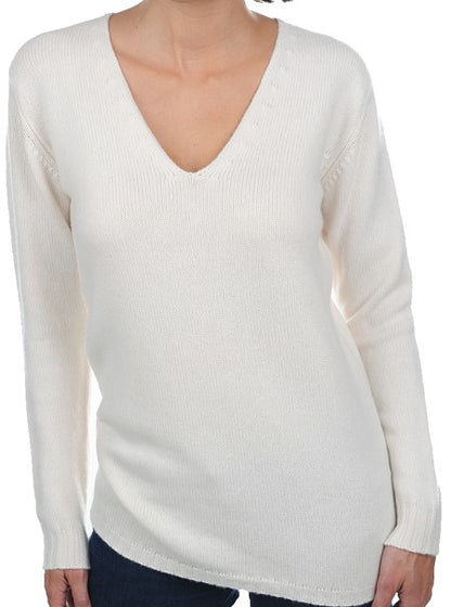 Balldiri 100% Kaschmir Damen Langarm Pullover V-Ausschnitt 6-fädig - Balldiri & Windhound