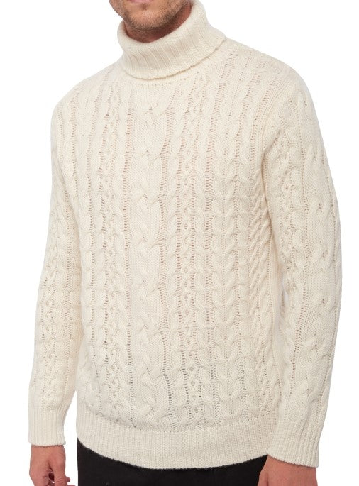 Balldiri 100% Kaschmir Herren langarm Rollkragen Zopf Pullover 8-fädig - Balldiri & Windhound