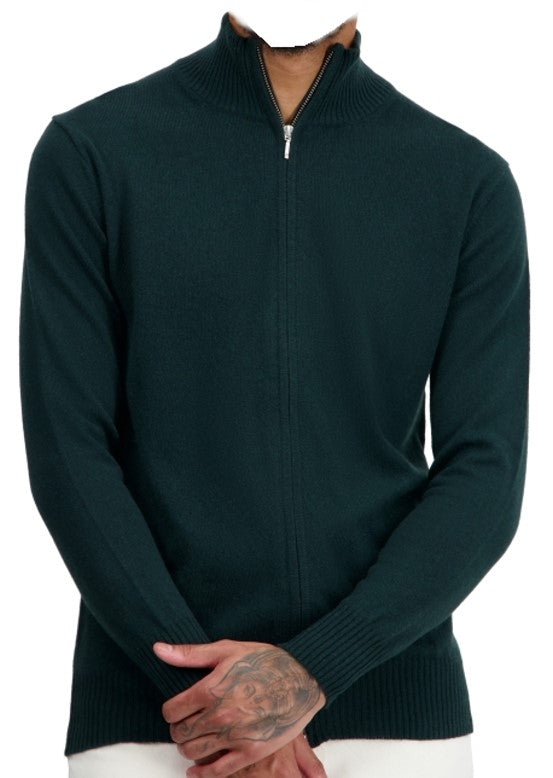 Balldiri 100% Kaschmir Herren langarm Strickjacke mit Reißverschluß 2-fädig - Balldiri & Windhound