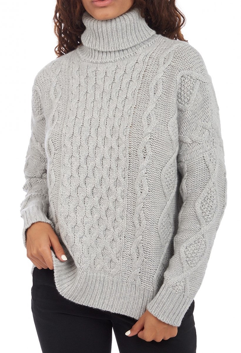 Balldiri 100% Kaschmir Damen Rollkragenpullover Langarm Zopfmuster 12-fädig - Balldiri & Windhound