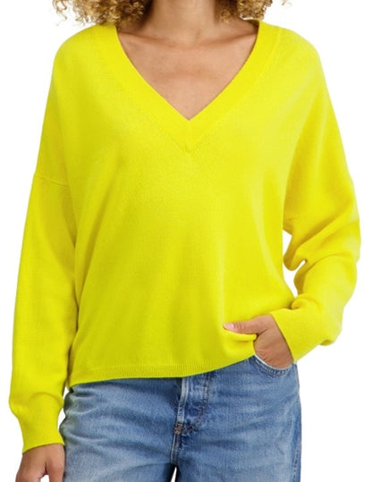 Balldiri 100%  Kaschmir Damen langarm Pullover V-Ausschnitt mit Bund 2-fädig - Balldiri & Windhound