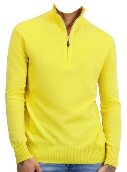 Balldiri 100% Kaschmir Herren Langarm Pullover Troyer 2-fädig - Balldiri & Windhound